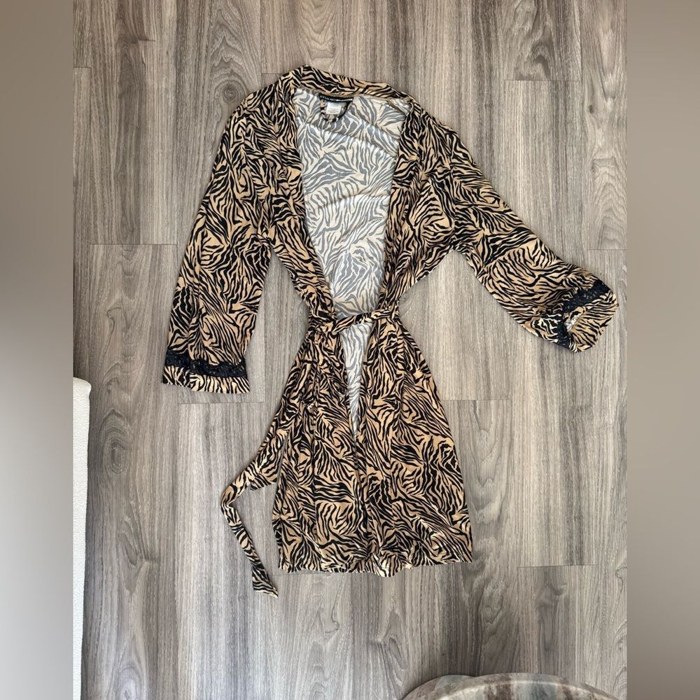 Studio Donatella vintage animal print zebra intimates sleepwear robe S/M Y2K